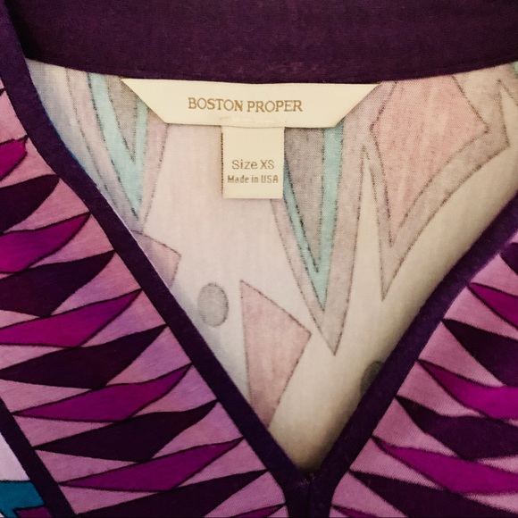 XS Boston Proper Dress Perfect Condition. Purple Design, Soft, Dress $5.95 S&H - Picture 3 of 3